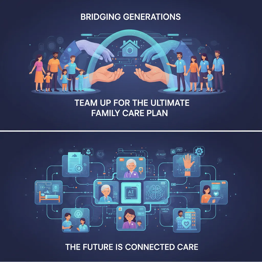 Connected care team coordinating family caregiving