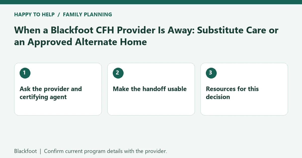 When a Blackfoot CFH Provider Is Away: Substitute Care