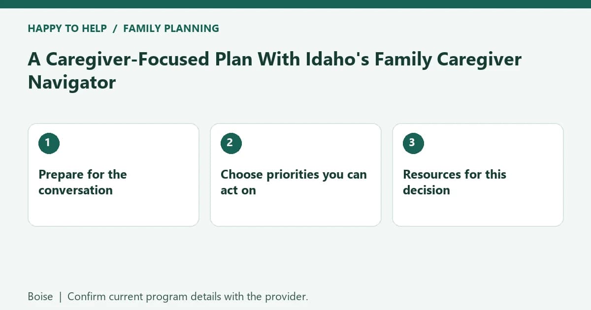 Boise family planning checklist: Prepare for the conversation; Choose priorities you can act on; Resources for this decision
