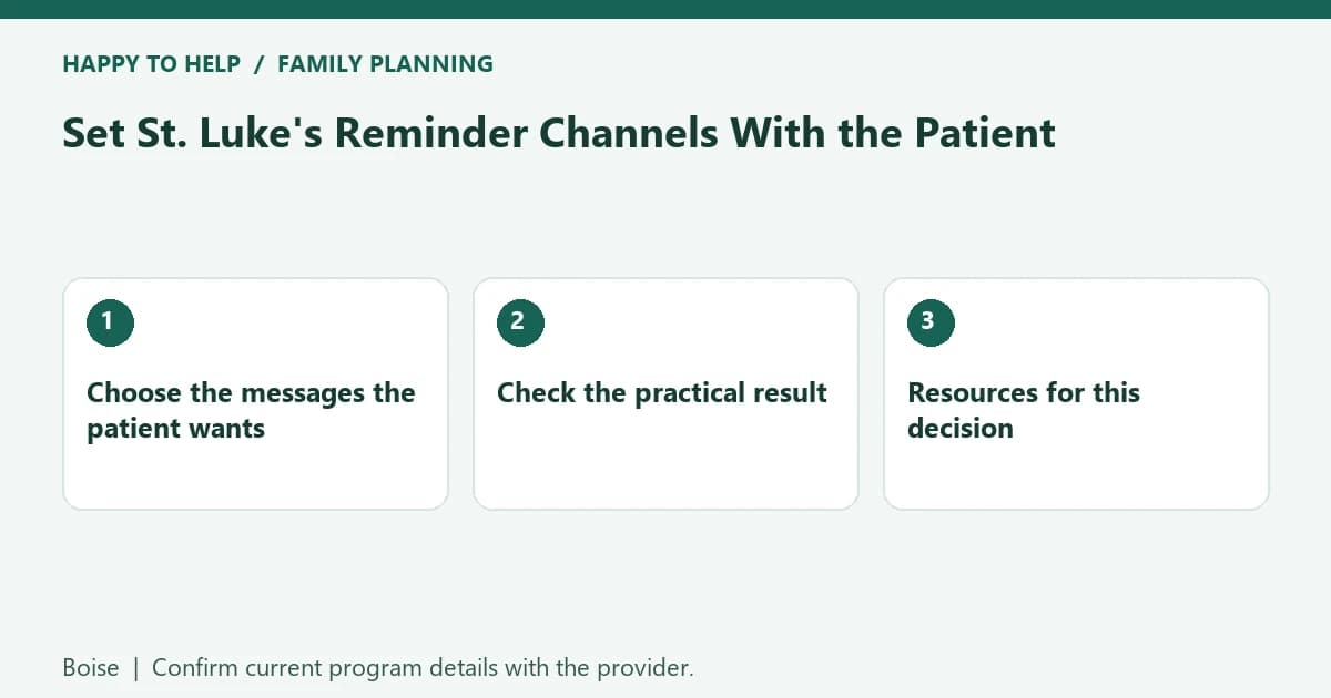 Set St. Luke's Reminder Channels With the Patient