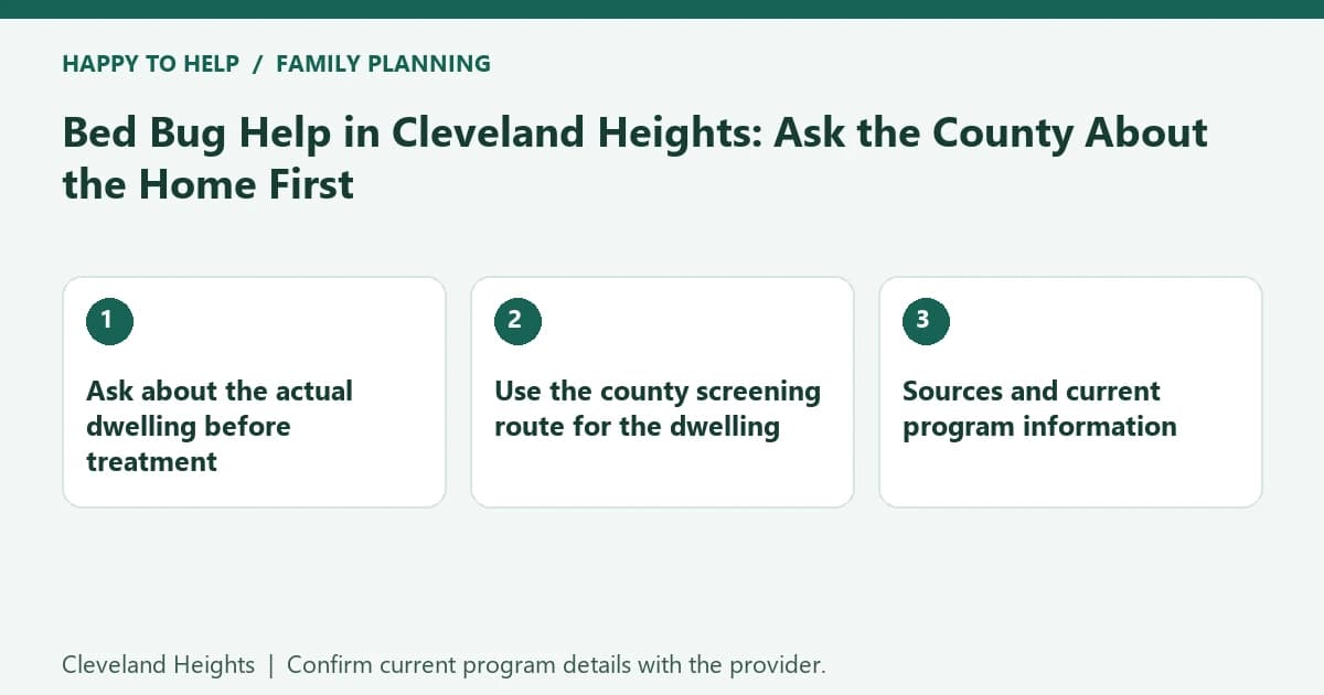 Cleveland Heights family planning checklist: Ask about the actual dwelling before treatment; Use the county screening route for the dwelling; Sources and current program information
