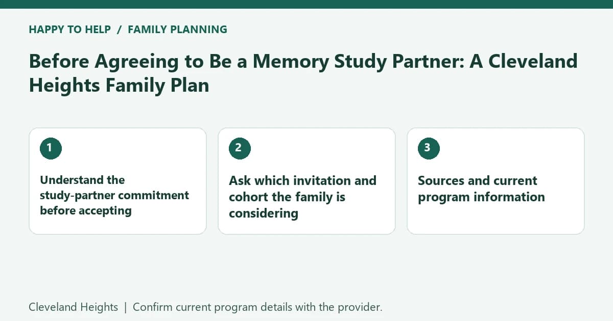 Cleveland Heights family planning checklist: Understand the study-partner commitment before accepting; Ask which invitation and cohort the family is considering; Sources and current program information
