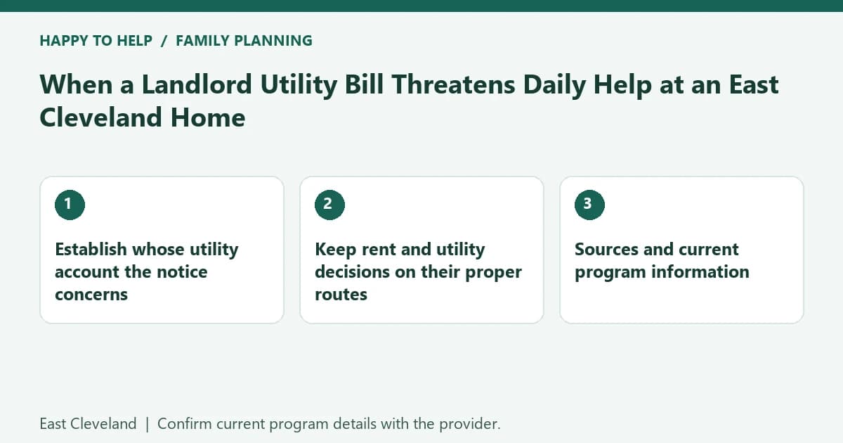 East Cleveland family planning checklist: Establish whose utility account the notice concerns; Keep rent and utility decisions on their proper routes; Sources and current program information