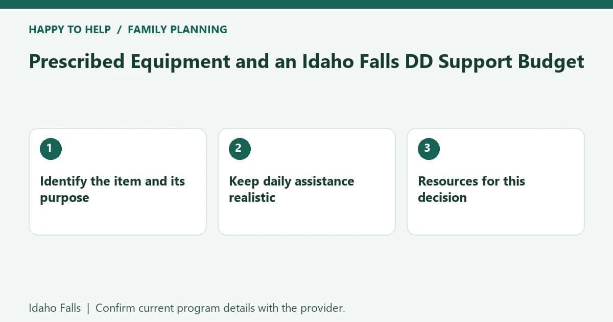 Prescribed Equipment and an Idaho Falls DD Support Budget