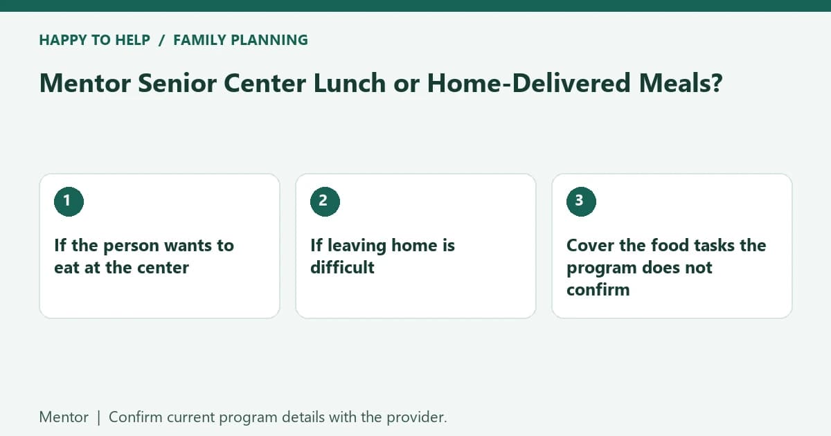 Mentor Senior Center Lunch or Home-Delivered Meals?