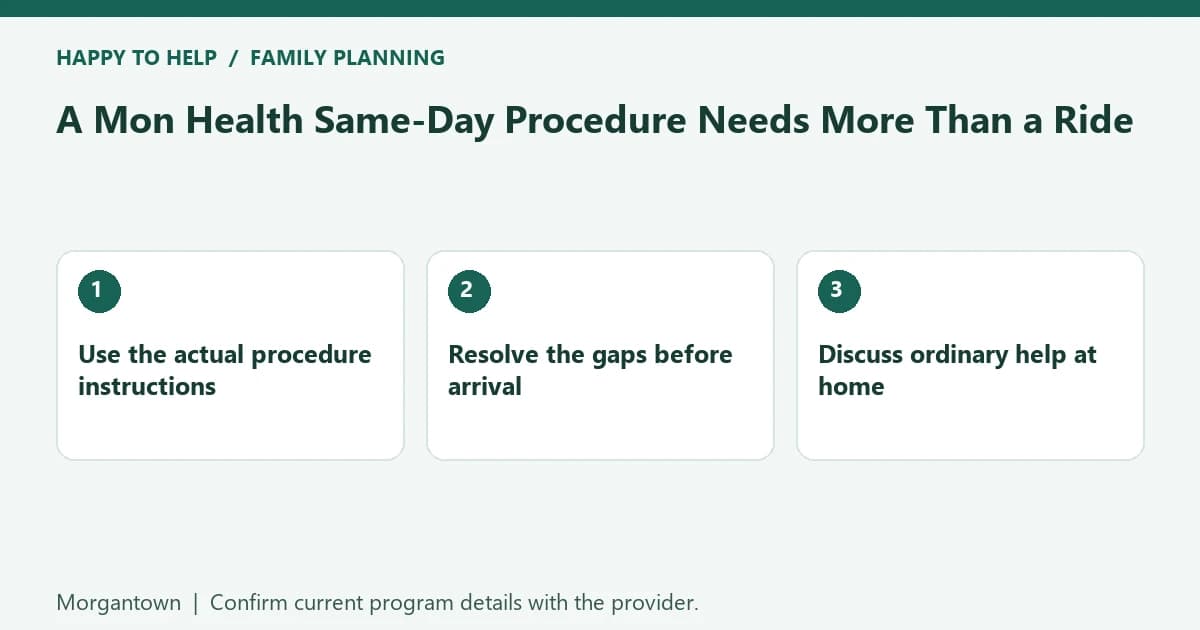 A Mon Health Same-Day Procedure Needs More Than a Ride