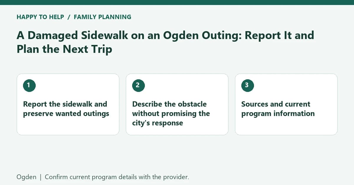 A Damaged Sidewalk on an Ogden Outing: Report It and Plan