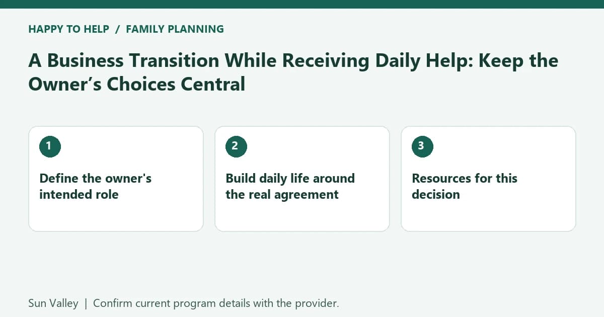 A Business Transition While Receiving Daily Help: Keep