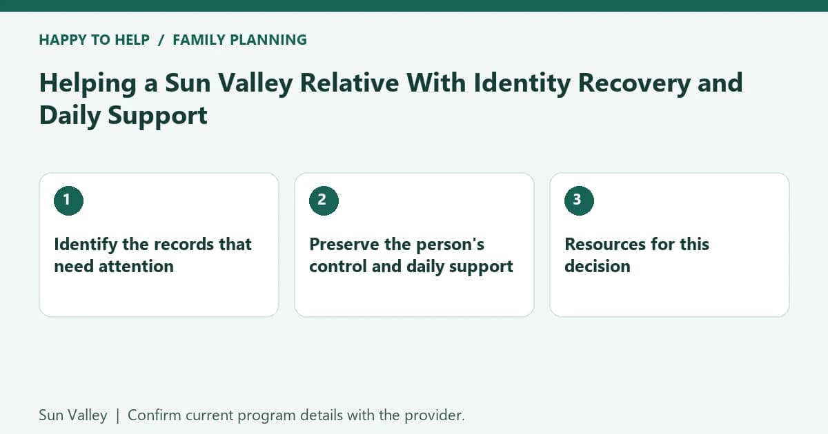 Sun Valley family planning checklist: Identify the records that need attention; Preserve the person's control and daily support; Resources for this decision