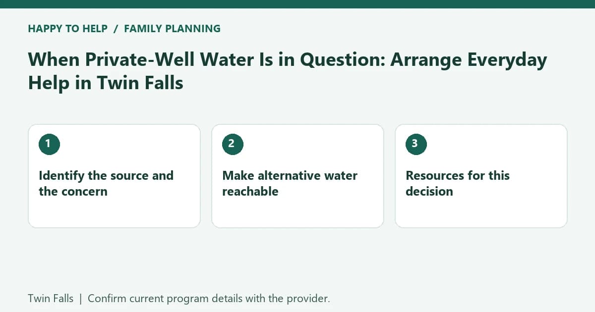 Twin Falls family planning checklist: Identify the source and the concern; Make alternative water reachable; Resources for this decision