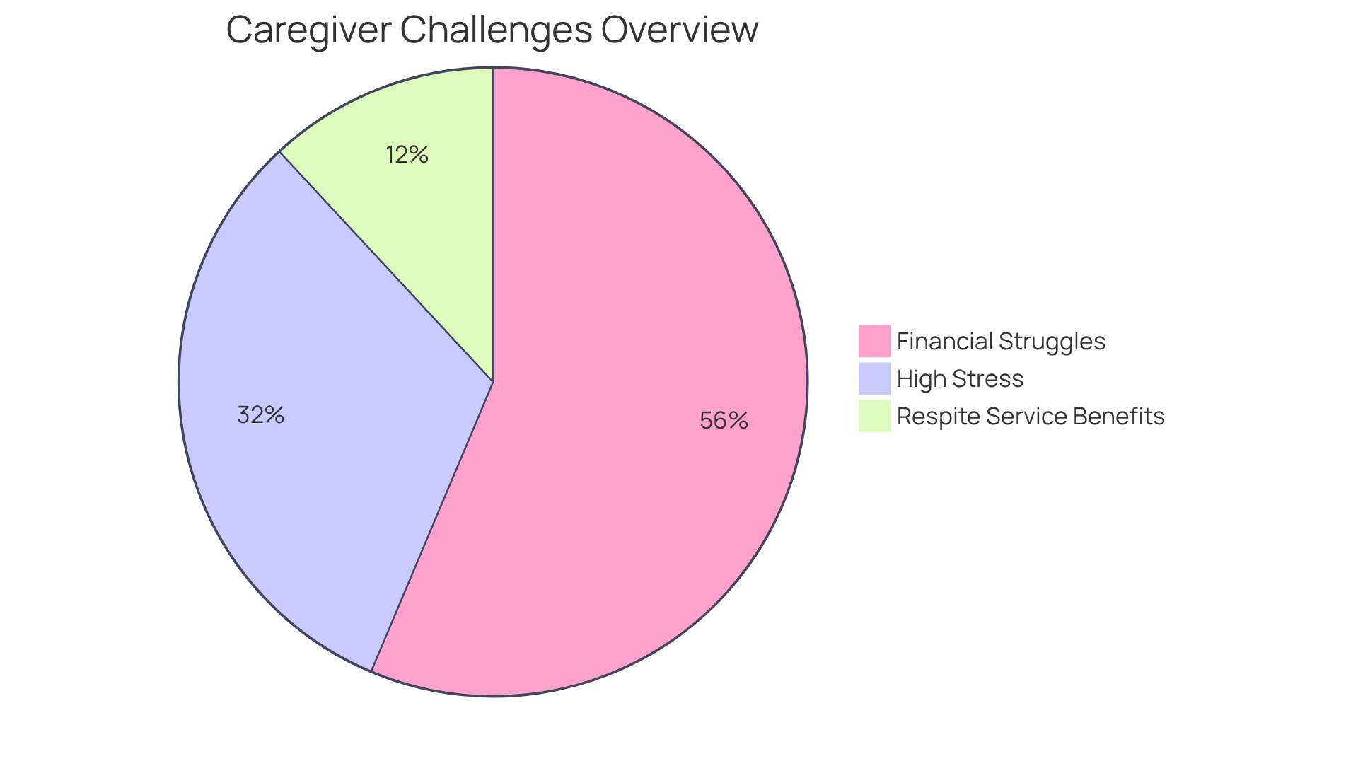 Each slice of the pie shows a different aspect of caregiver challenges and support. The larger the slice, the more caregivers are affected by that issue - helping you see where the most significant challenges lie.